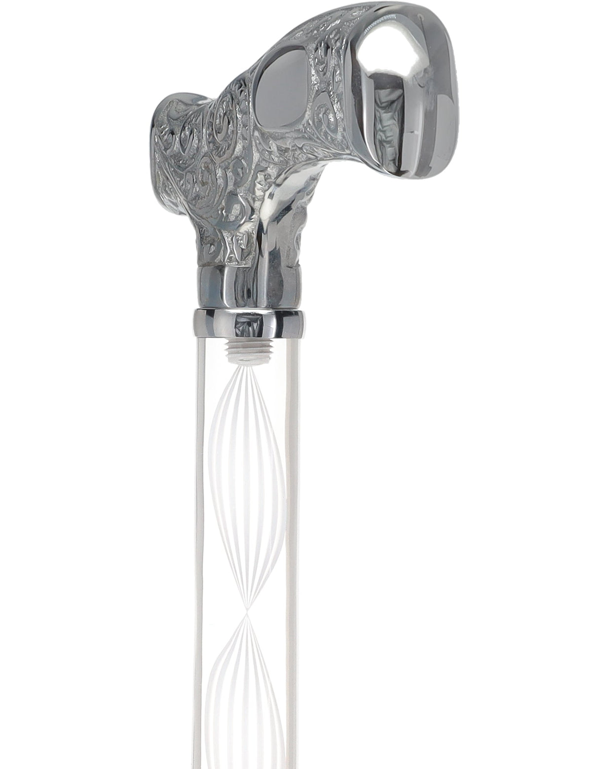 Make It Yours: Invisible Clear Shaft w/ Premium Chrome Brass Cane Clear Lucite Walking Canes - Tophatter Daily Deals
