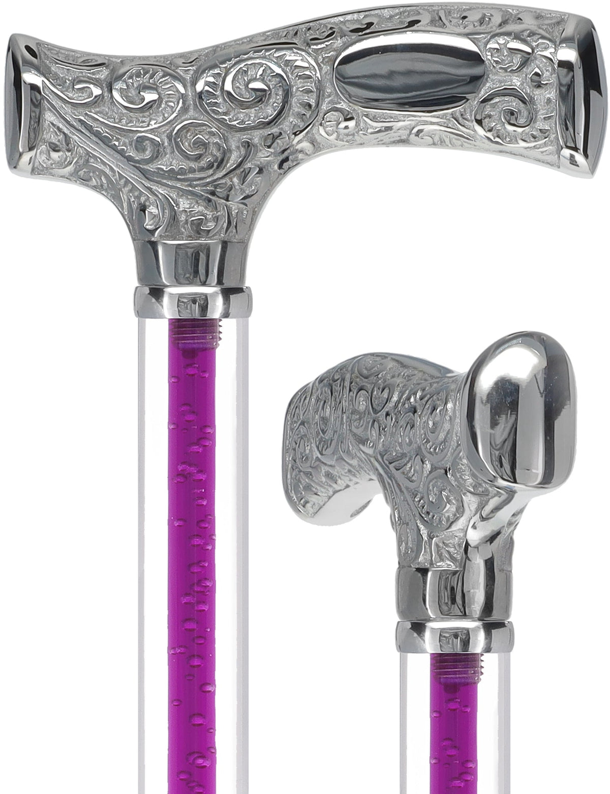 Make It Yours: Color Invisible Clear Shaft w/ Premium Chrome Brass Cane Clear Lucite Walking Canes - Tophatter Daily Deals