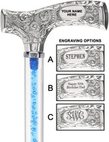 Make It Yours: Color Invisible Clear Shaft w/ Premium Chrome Brass Cane Ocean Blue Bubbles Clear Lucite Walking Canes - Tophatter Daily Deals