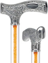 Make It Yours: Color Invisible Clear Shaft w/ Premium Chrome Brass Cane Clear Lucite Walking Canes - Tophatter Daily Deals