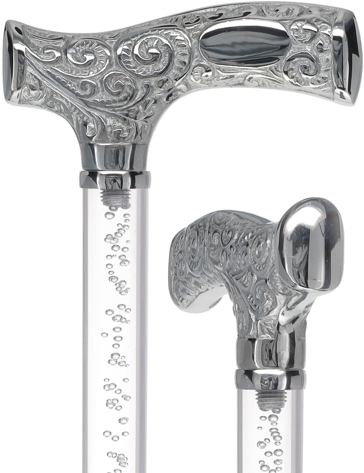 Make It Yours: Invisible Clear Shaft w/ Premium Chrome Brass Cane Clear Lucite Walking Canes - Tophatter Daily Deals