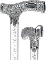 Make It Yours: Invisible Clear Shaft w/ Premium Chrome Brass Cane Clear Lucite Walking Canes - Tophatter Daily Deals