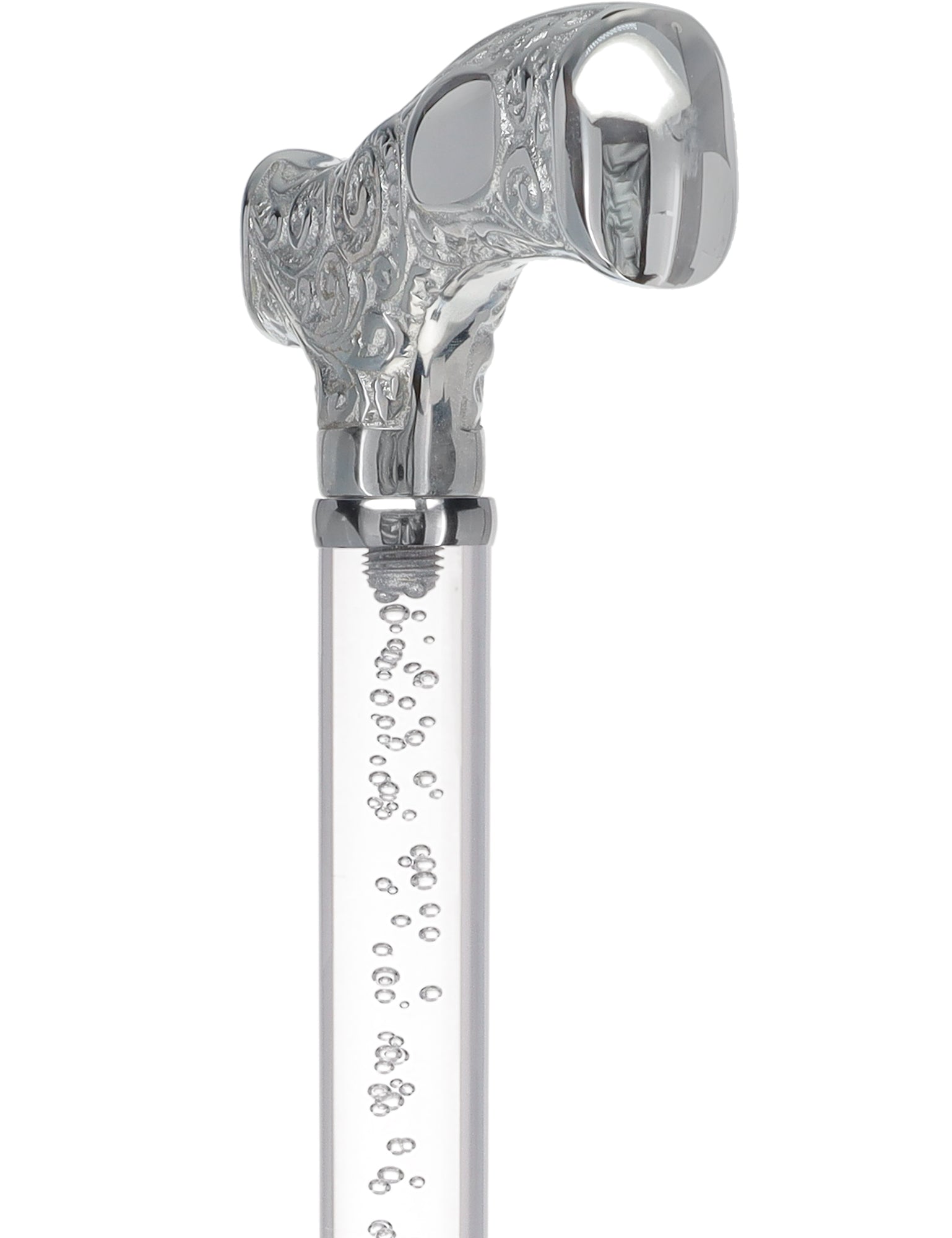 Make It Yours: Invisible Clear Shaft w/ Premium Chrome Brass Cane Clear Lucite Walking Canes - Tophatter Daily Deals