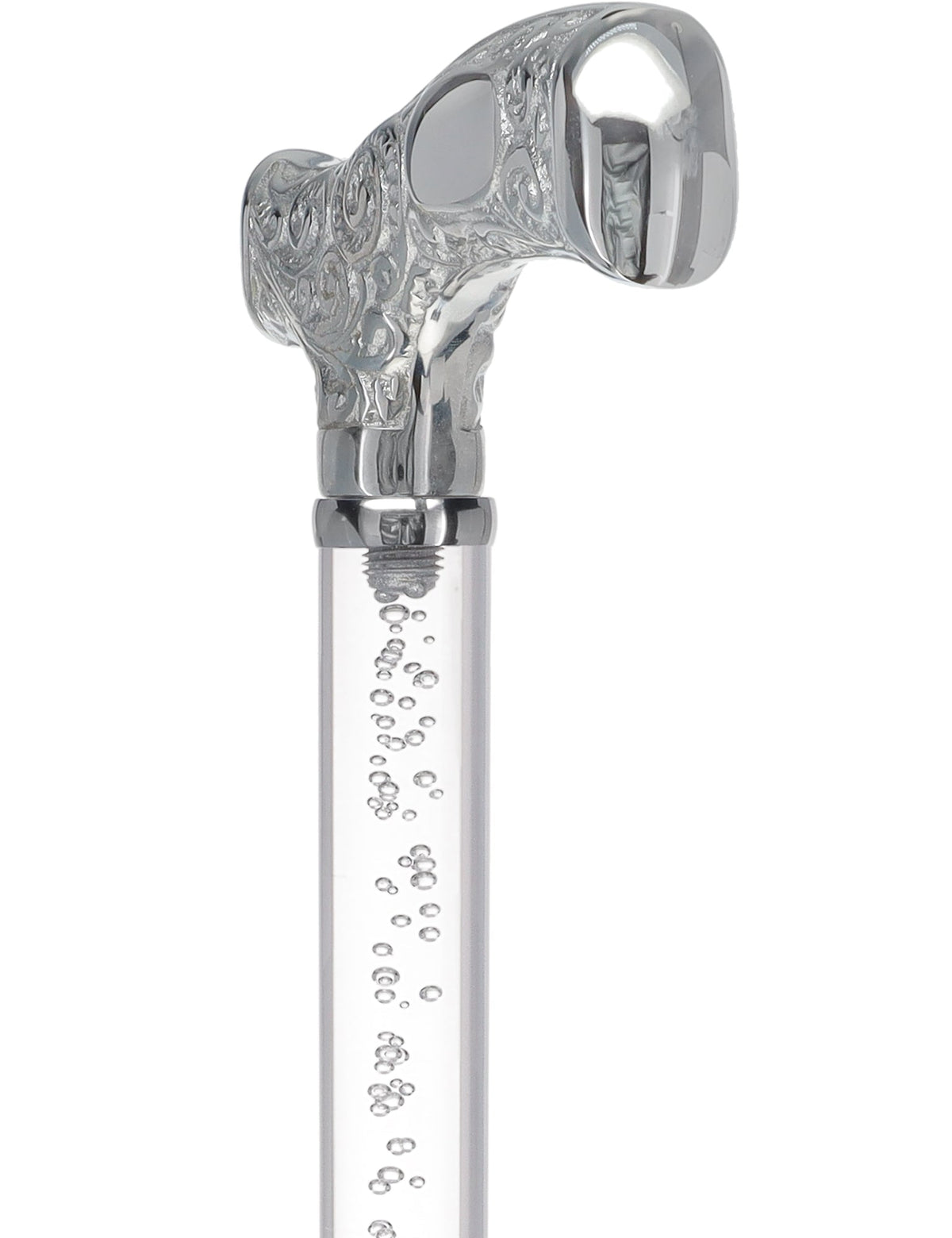 Make It Yours: Invisible Clear Shaft w/ Premium Chrome Brass Cane Clear Lucite Walking Canes - Tophatter Daily Deals