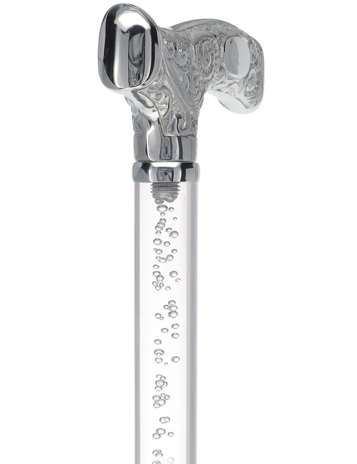 Make It Yours: Invisible Clear Shaft w/ Premium Chrome Brass Cane Clear Lucite Walking Canes - Tophatter Daily Deals