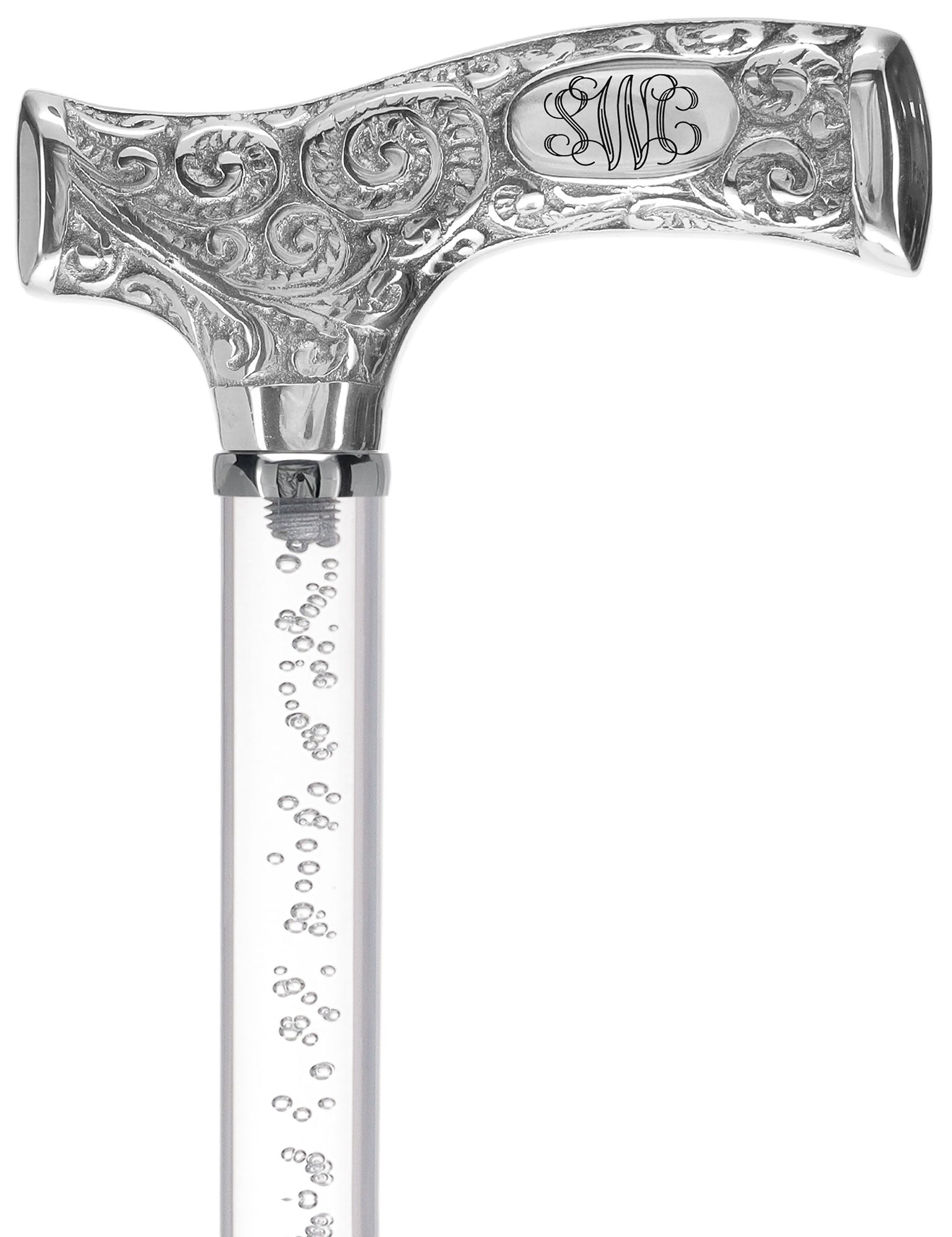 Make It Yours: Invisible Clear Shaft w/ Premium Chrome Brass Cane Clear Lucite Walking Canes - Tophatter Daily Deals
