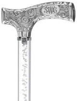 Make It Yours: Invisible Clear Shaft w/ Premium Chrome Brass Cane Clear Lucite Walking Canes - Tophatter Daily Deals
