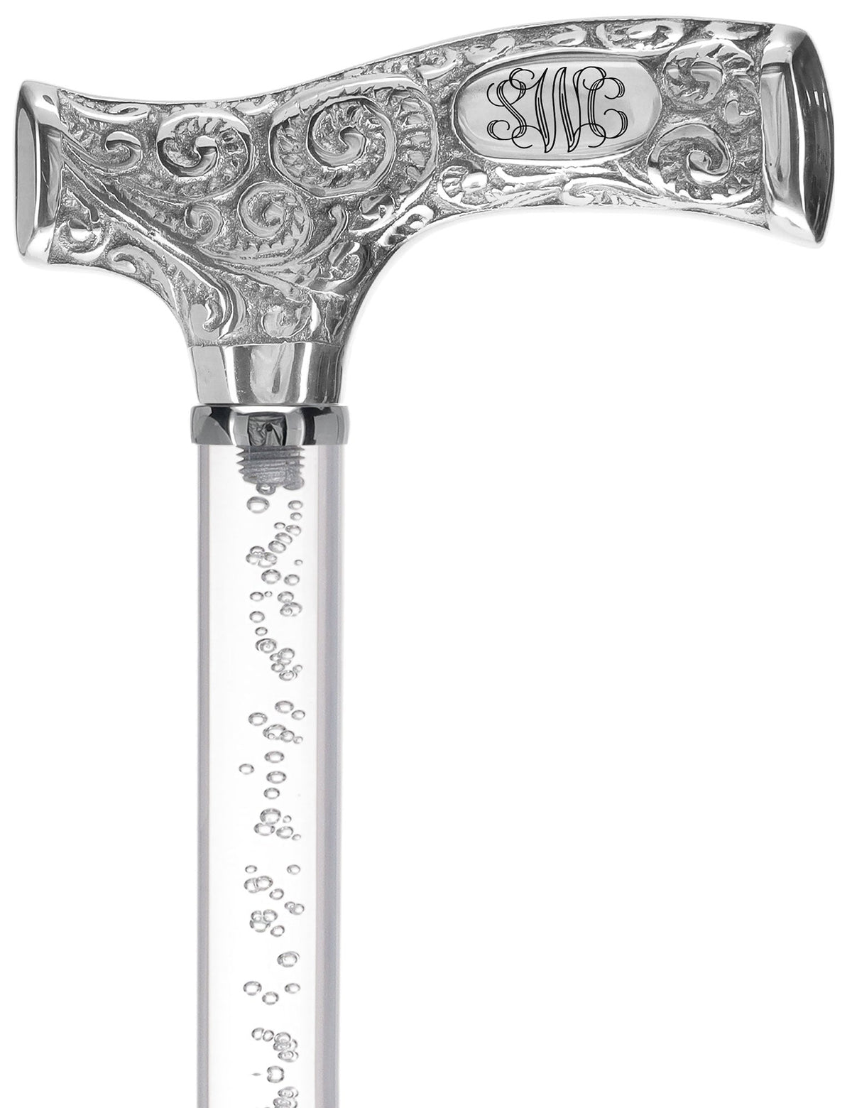 Make It Yours: Invisible Clear Shaft w/ Premium Chrome Brass Cane Clear Lucite Walking Canes - Tophatter Daily Deals