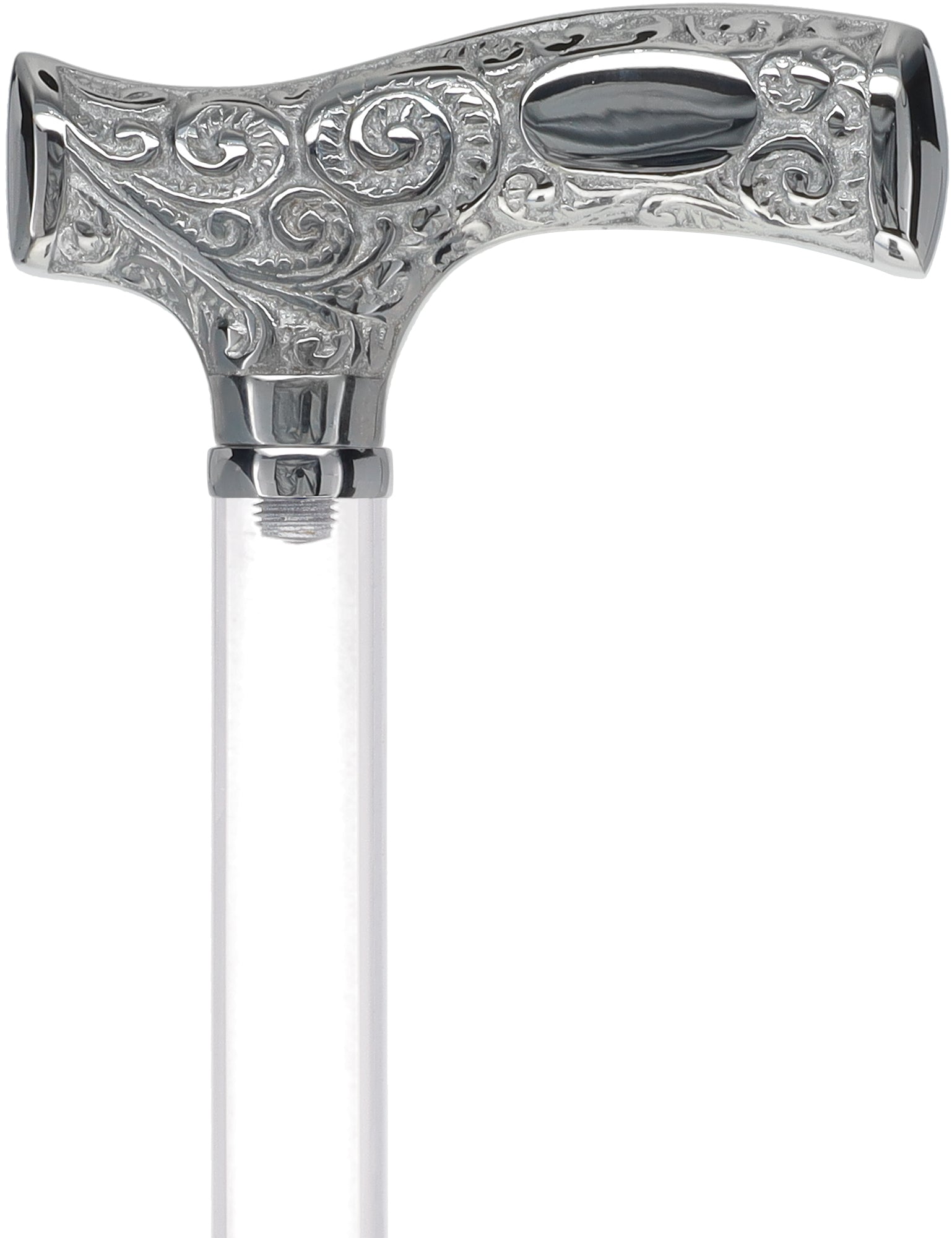 Make It Yours: Invisible Clear Shaft w/ Premium Chrome Brass Cane Clear Lucite Walking Canes - Tophatter Daily Deals