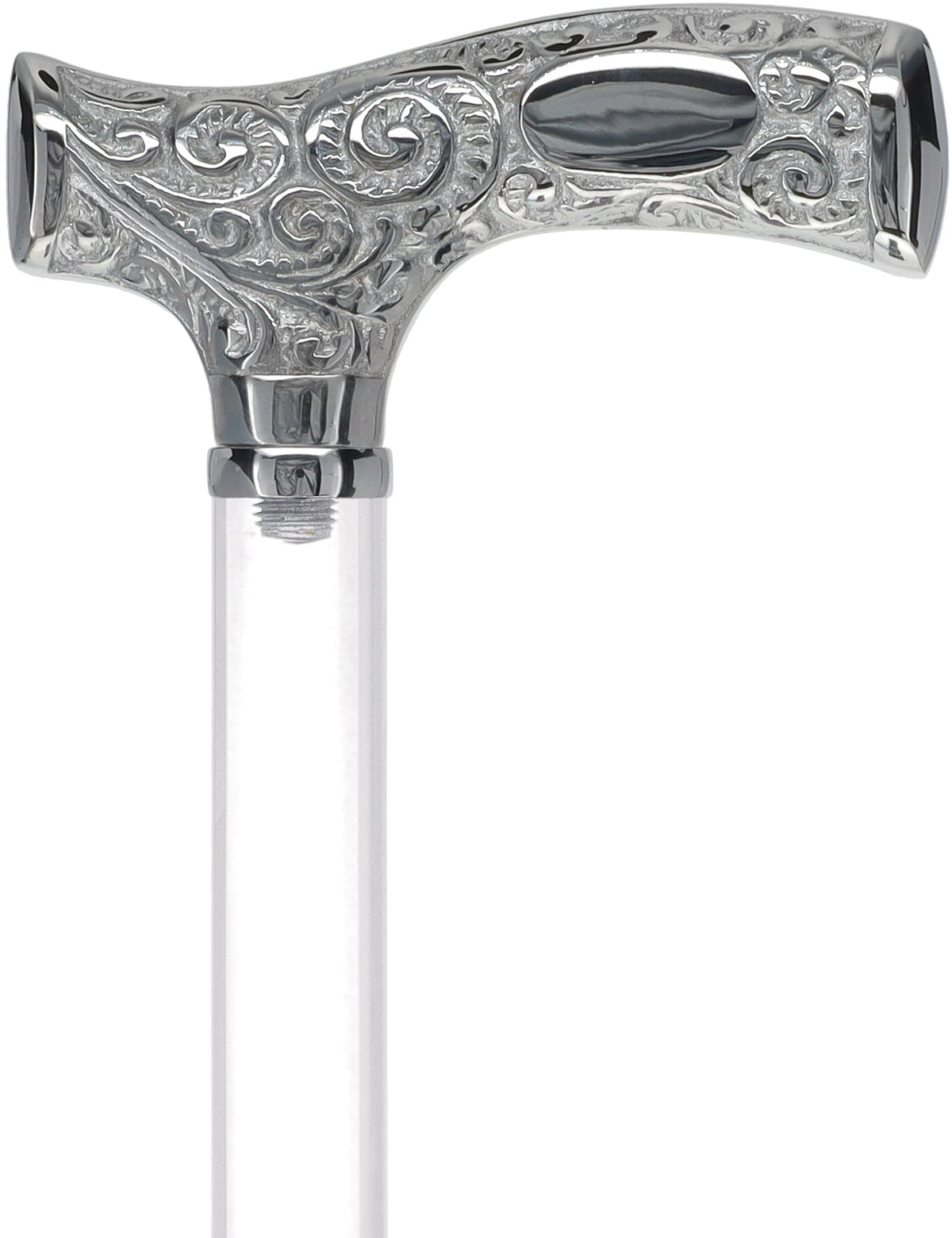 Make It Yours: Invisible Clear Shaft w/ Premium Chrome Brass Cane Clear Lucite Walking Canes - Tophatter Daily Deals