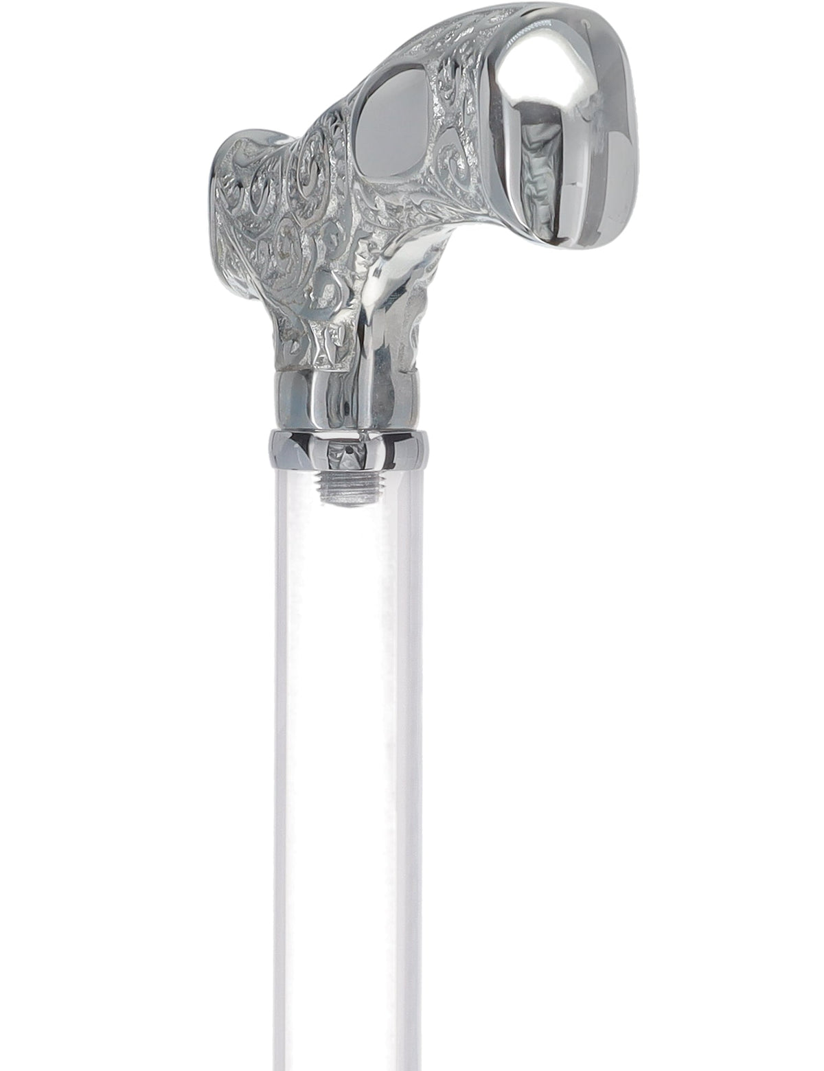 Make It Yours: Invisible Clear Shaft w/ Premium Chrome Brass Cane Clear Lucite Walking Canes - Tophatter Daily Deals