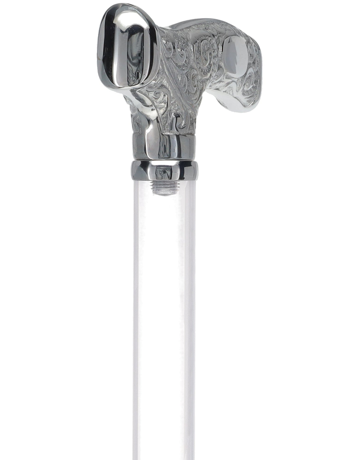 Make It Yours: Invisible Clear Shaft w/ Premium Chrome Brass Cane Clear Lucite Walking Canes - Tophatter Daily Deals