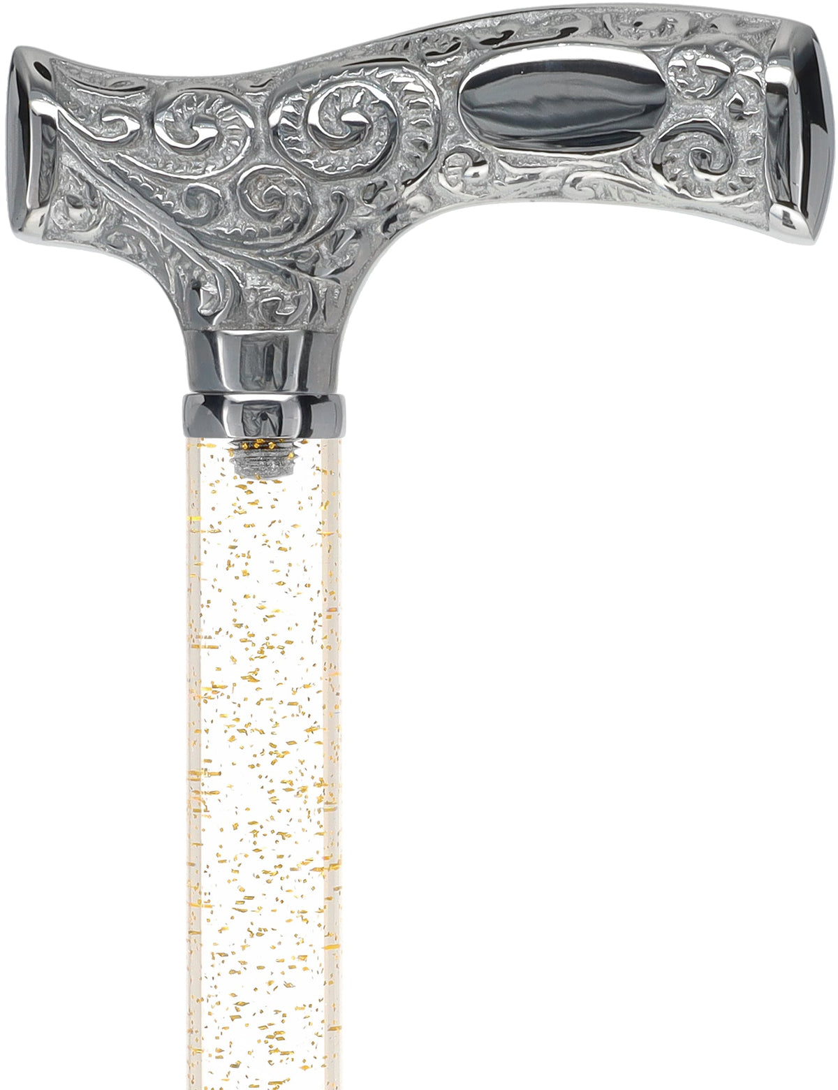 Make It Yours: Invisible Clear Shaft w/ Premium Chrome Brass Cane Clear Lucite Walking Canes - Tophatter Daily Deals