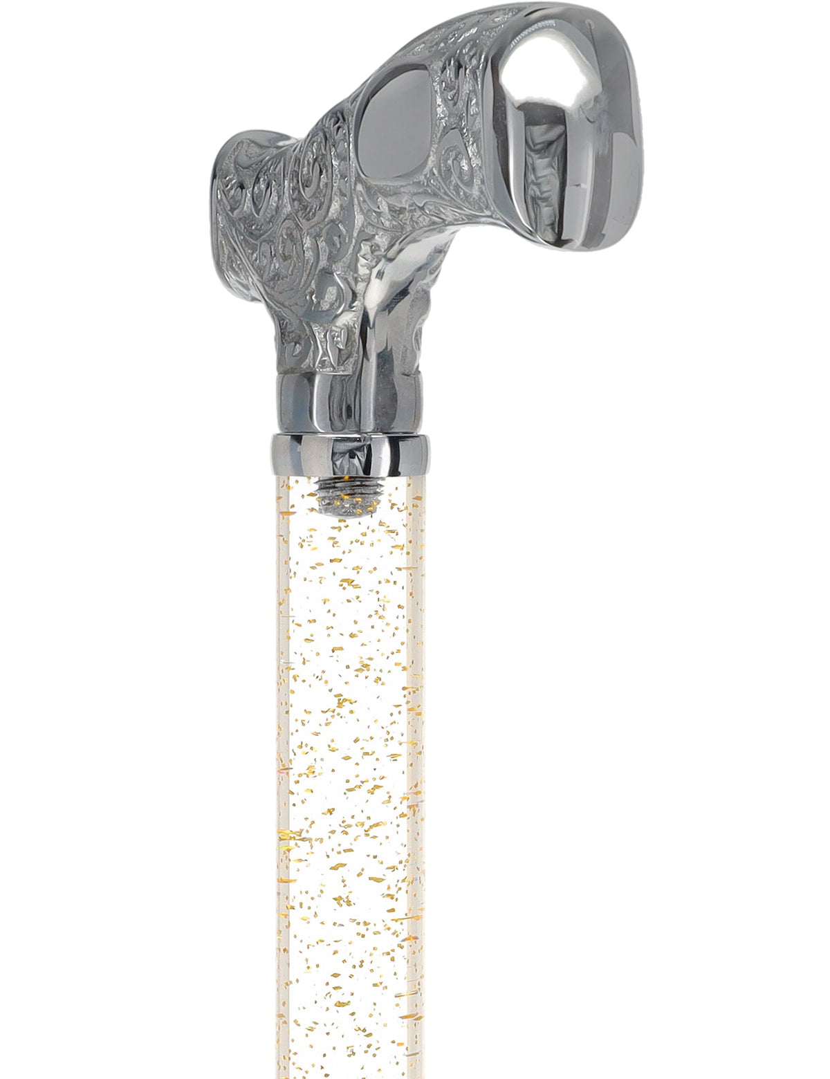 Make It Yours: Invisible Clear Shaft w/ Premium Chrome Brass Cane Clear Lucite Walking Canes - Tophatter Daily Deals