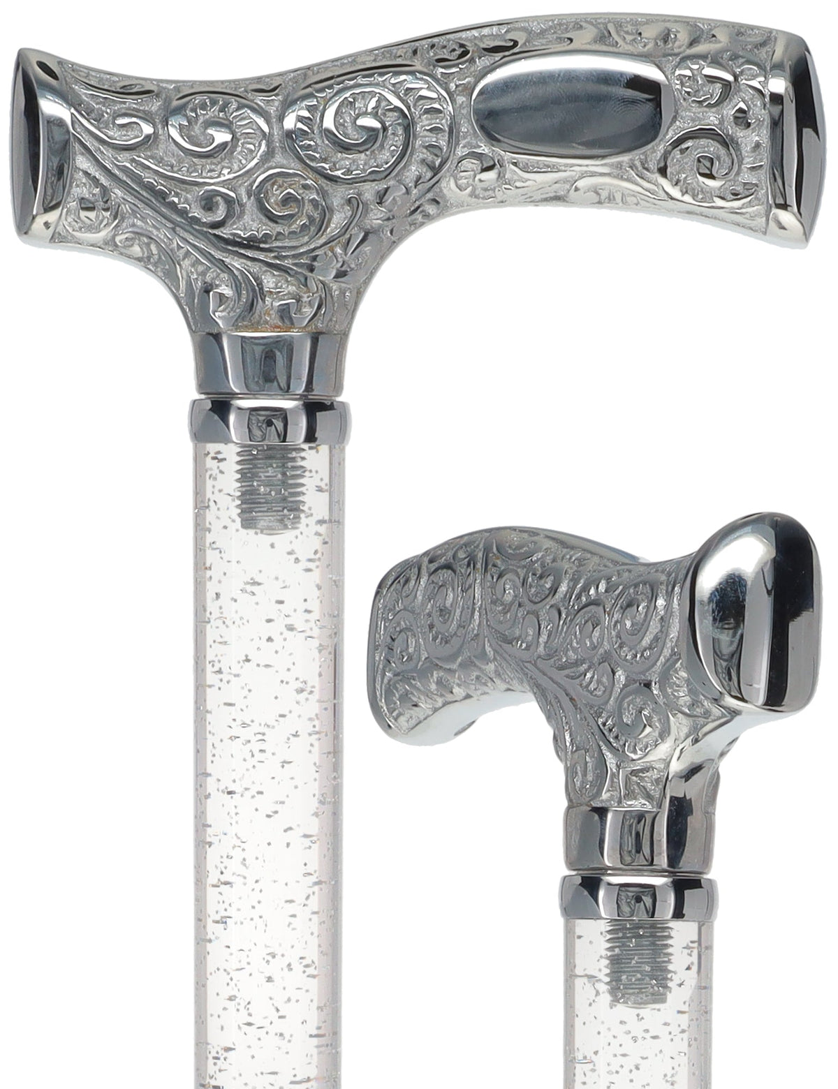 Make It Yours: Invisible Clear Shaft w/ Premium Chrome Brass Cane Clear Lucite Walking Canes - Tophatter Daily Deals