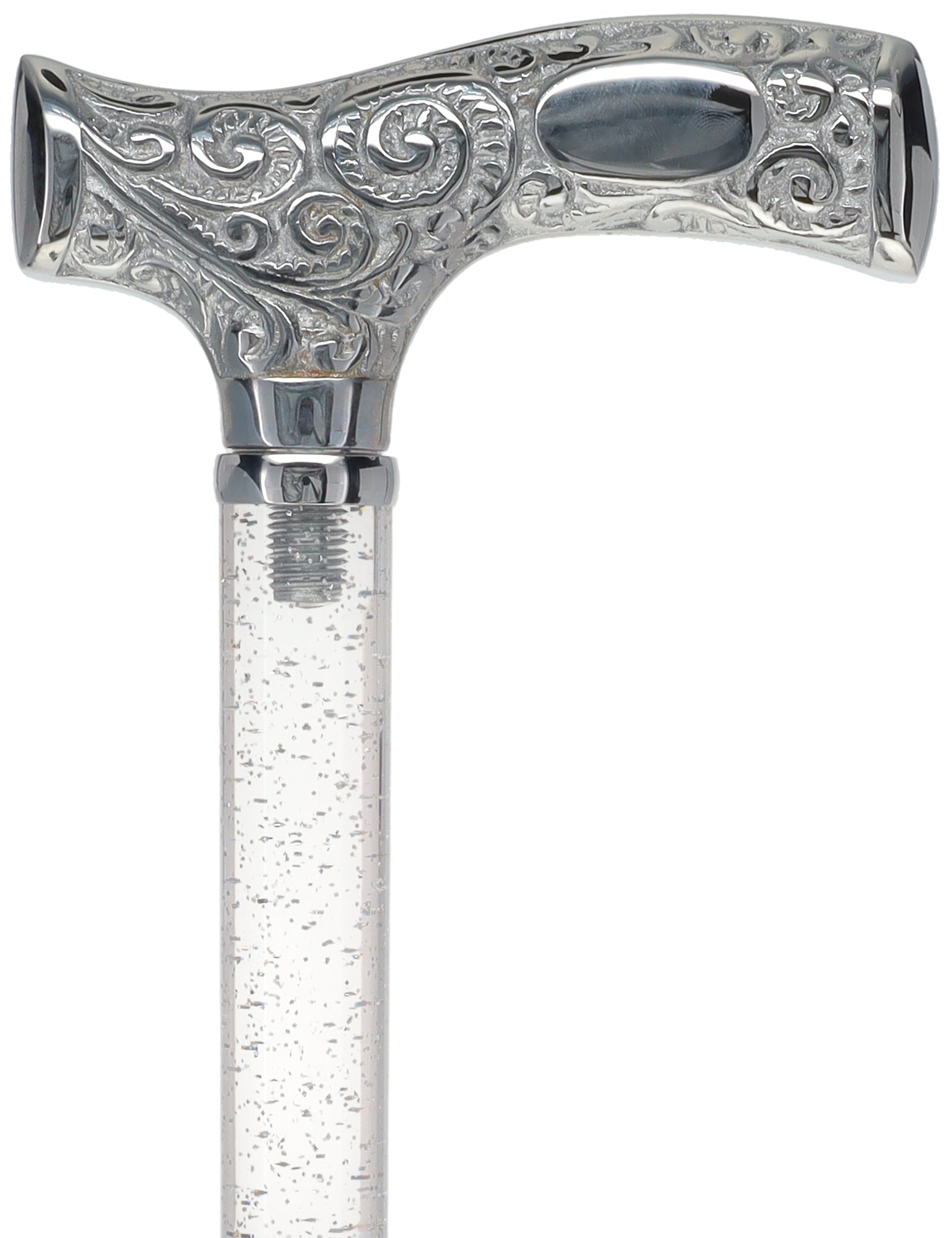 Make It Yours: Invisible Clear Shaft w/ Premium Chrome Brass Cane Clear Lucite Walking Canes - Tophatter Daily Deals