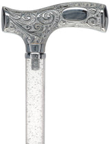 Make It Yours: Invisible Clear Shaft w/ Premium Chrome Brass Cane Clear Lucite Walking Canes - Tophatter Daily Deals