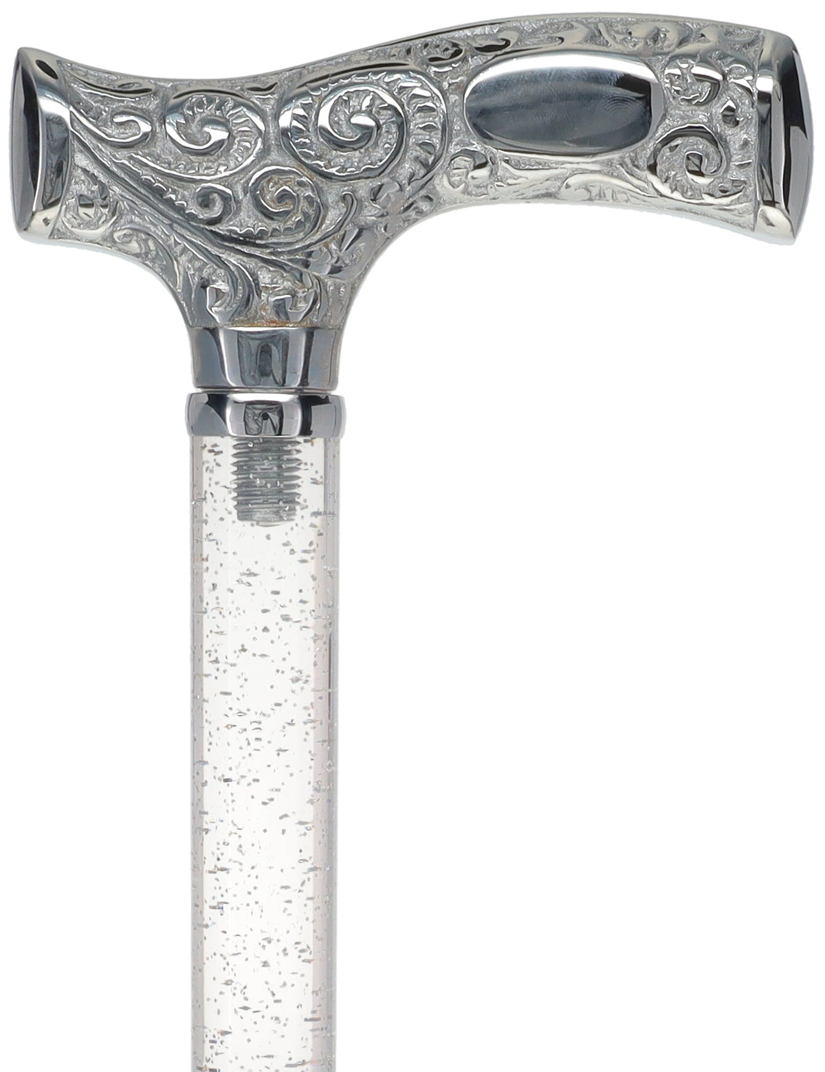Make It Yours: Invisible Clear Shaft w/ Premium Chrome Brass Cane Clear Lucite Walking Canes - Tophatter Daily Deals