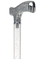 Make It Yours: Invisible Clear Shaft w/ Premium Chrome Brass Cane Clear Lucite Walking Canes - Tophatter Daily Deals