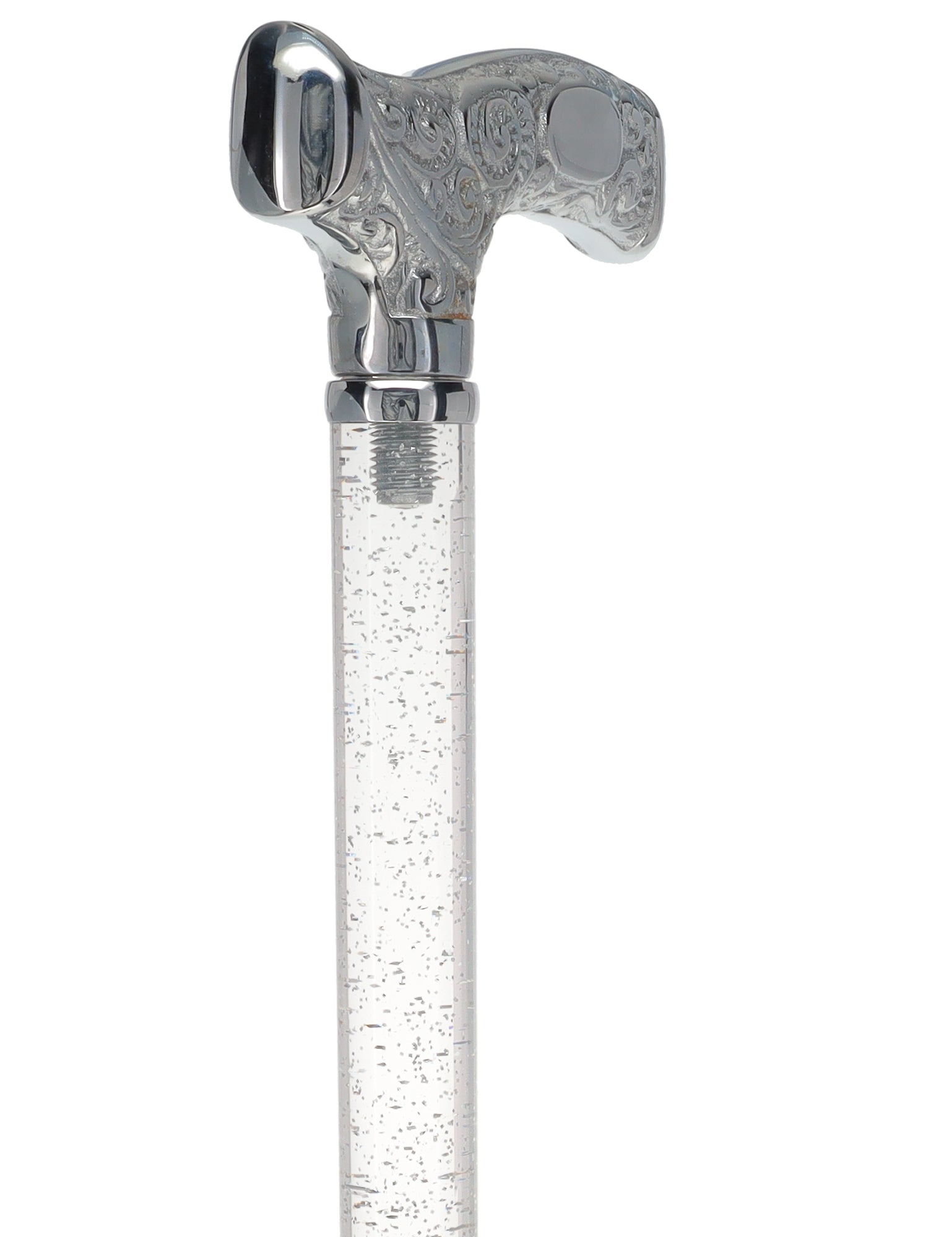 Make It Yours: Invisible Clear Shaft w/ Premium Chrome Brass Cane Clear Lucite Walking Canes - Tophatter Daily Deals