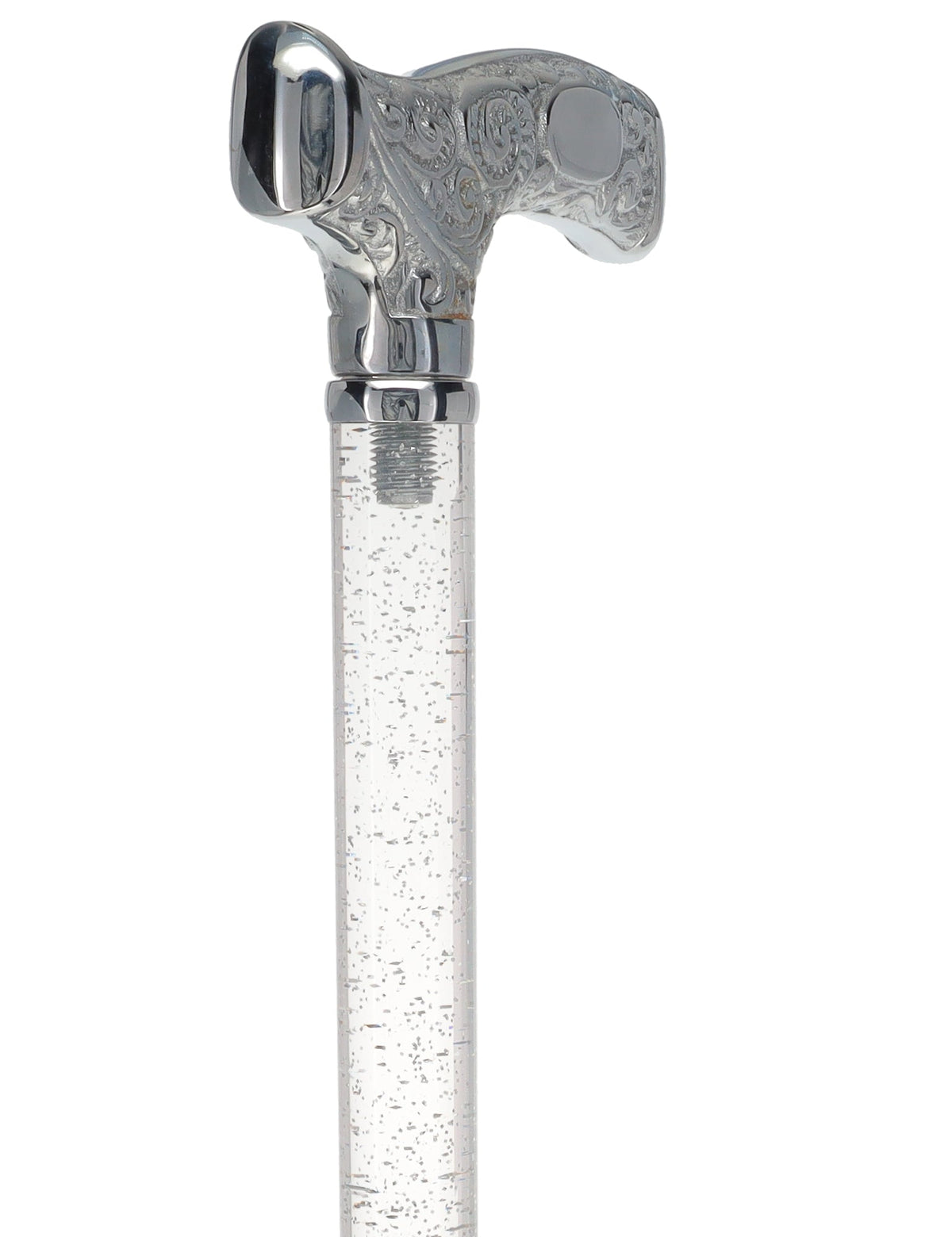 Make It Yours: Invisible Clear Shaft w/ Premium Chrome Brass Cane Clear Lucite Walking Canes - Tophatter Daily Deals