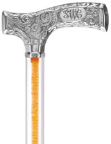 Make It Yours: Color Invisible Clear Shaft w/ Premium Chrome Brass Cane Clear Lucite Walking Canes - Tophatter Daily Deals