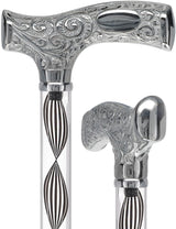 Make It Yours: Invisible Clear Shaft w/ Premium Chrome Brass Cane Clear Lucite Walking Canes - Tophatter Daily Deals