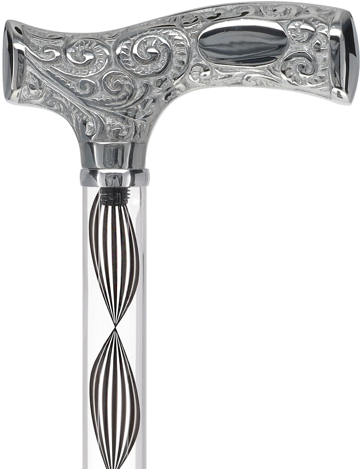 Make It Yours: Invisible Clear Shaft w/ Premium Chrome Brass Cane Clear Lucite Walking Canes - Tophatter Daily Deals
