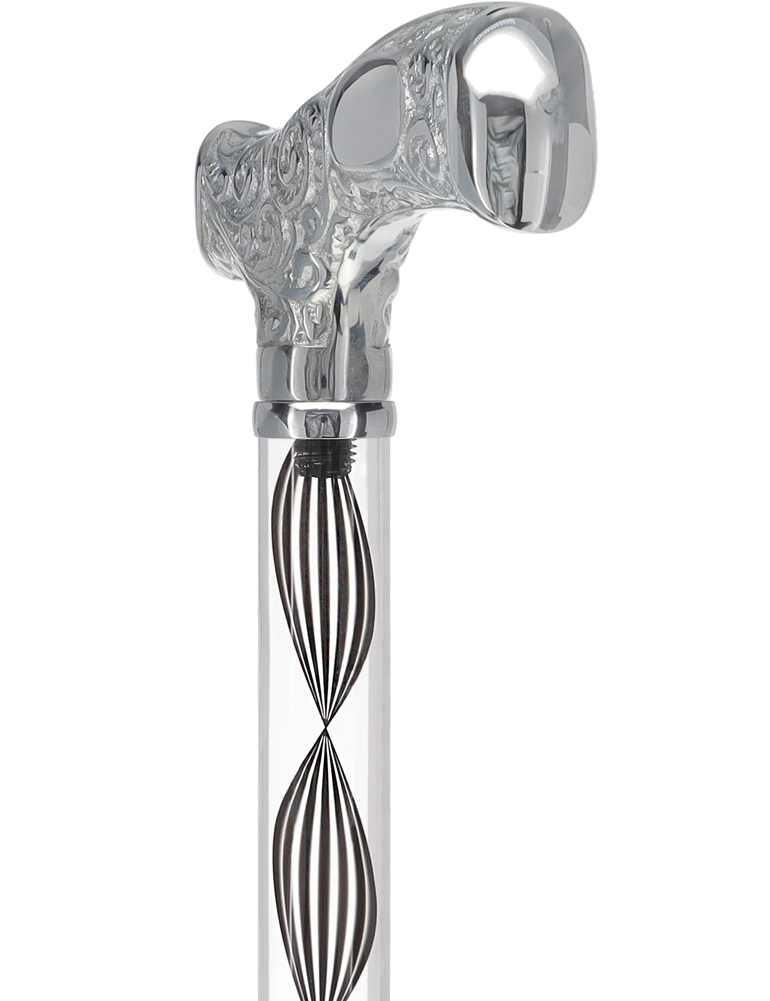 Make It Yours: Invisible Clear Shaft w/ Premium Chrome Brass Cane Clear Lucite Walking Canes - Tophatter Daily Deals