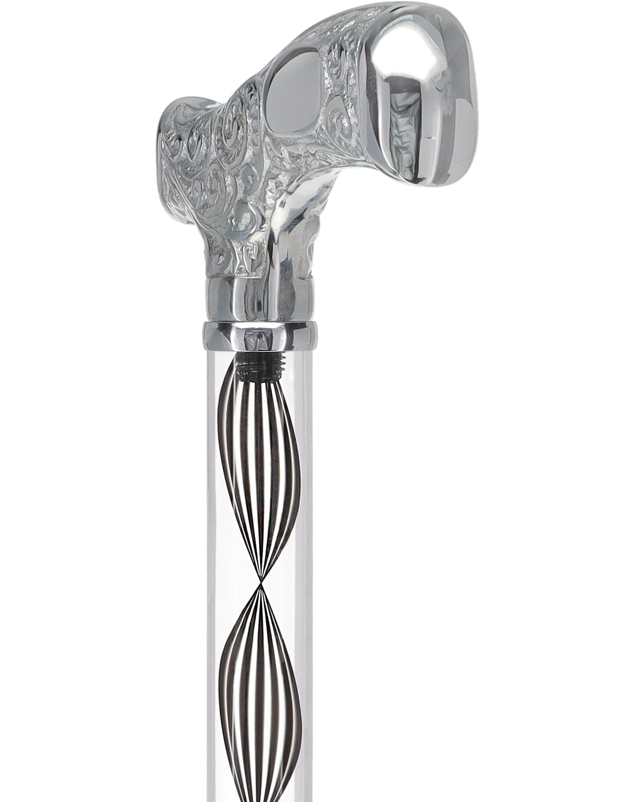 Make It Yours: Invisible Clear Shaft w/ Premium Chrome Brass Cane Clear Lucite Walking Canes - Tophatter Daily Deals