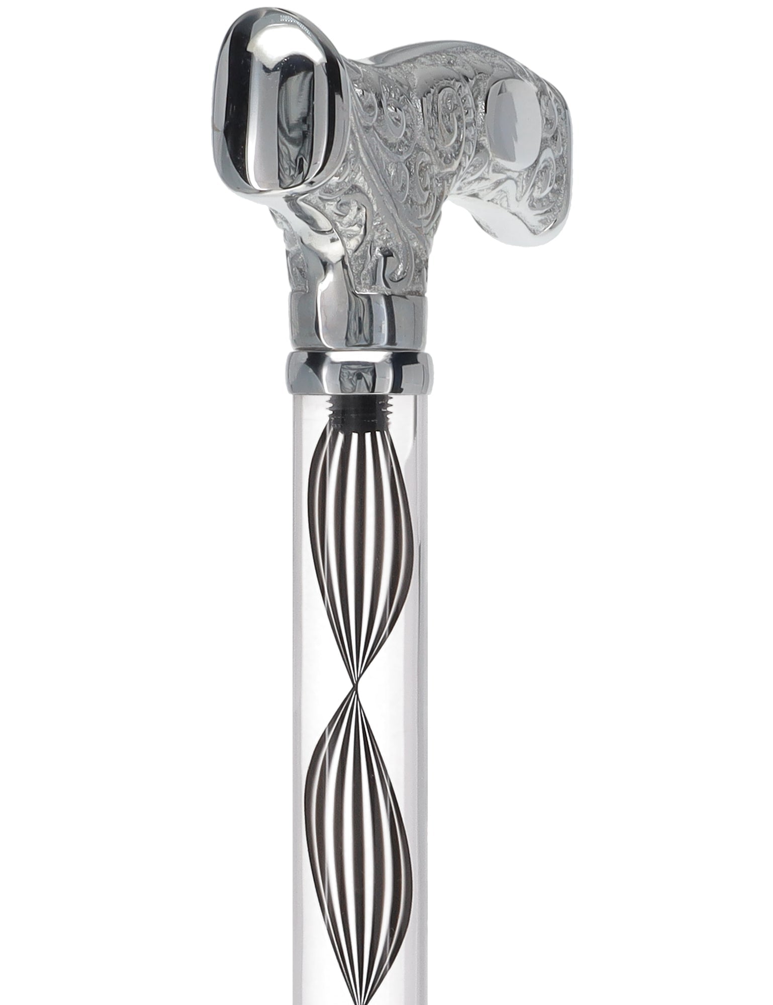Make It Yours: Invisible Clear Shaft w/ Premium Chrome Brass Cane Clear Lucite Walking Canes - Tophatter Daily Deals