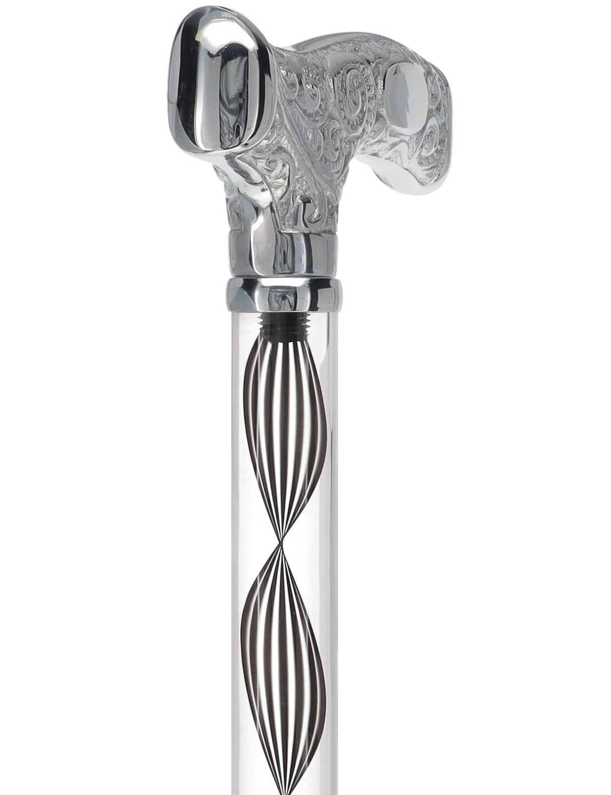 Make It Yours: Invisible Clear Shaft w/ Premium Chrome Brass Cane Clear Lucite Walking Canes - Tophatter Daily Deals