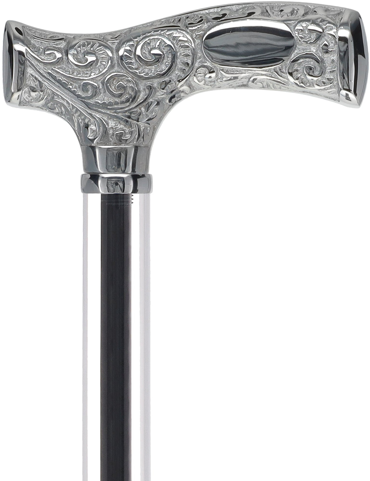 Make It Yours: Invisible Clear Shaft w/ Premium Chrome Brass Cane Clear Lucite Walking Canes - Tophatter Daily Deals