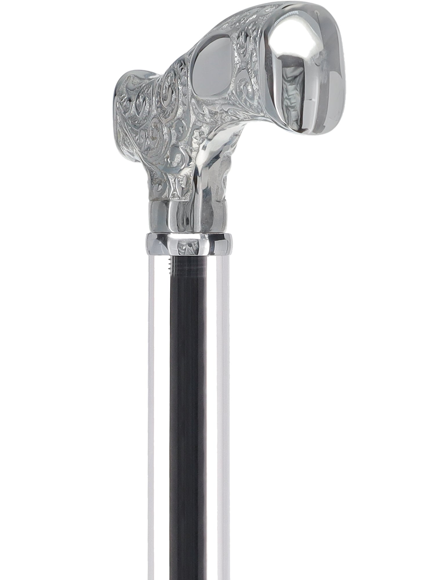 Make It Yours: Invisible Clear Shaft w/ Premium Chrome Brass Cane Clear Lucite Walking Canes - Tophatter Daily Deals