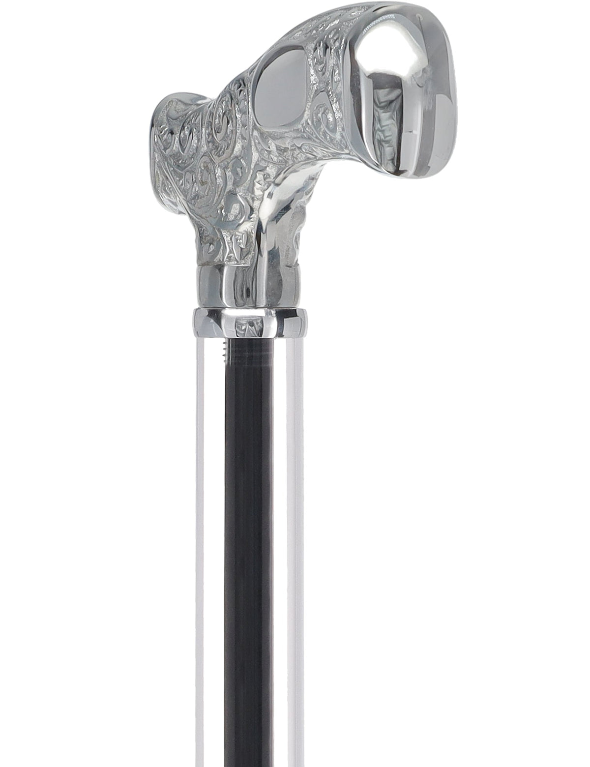 Make It Yours: Invisible Clear Shaft w/ Premium Chrome Brass Cane Clear Lucite Walking Canes - Tophatter Daily Deals