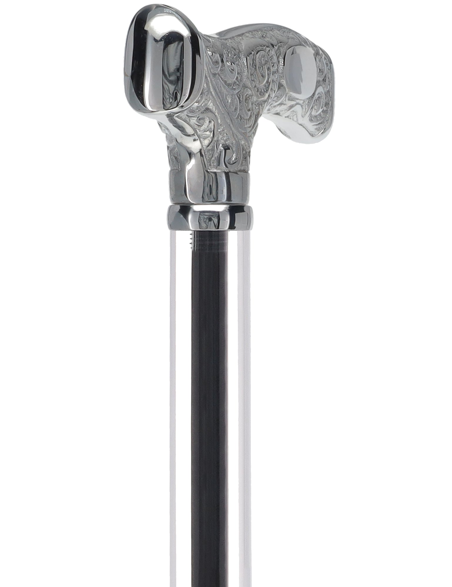 Make It Yours: Invisible Clear Shaft w/ Premium Chrome Brass Cane Clear Lucite Walking Canes - Tophatter Daily Deals