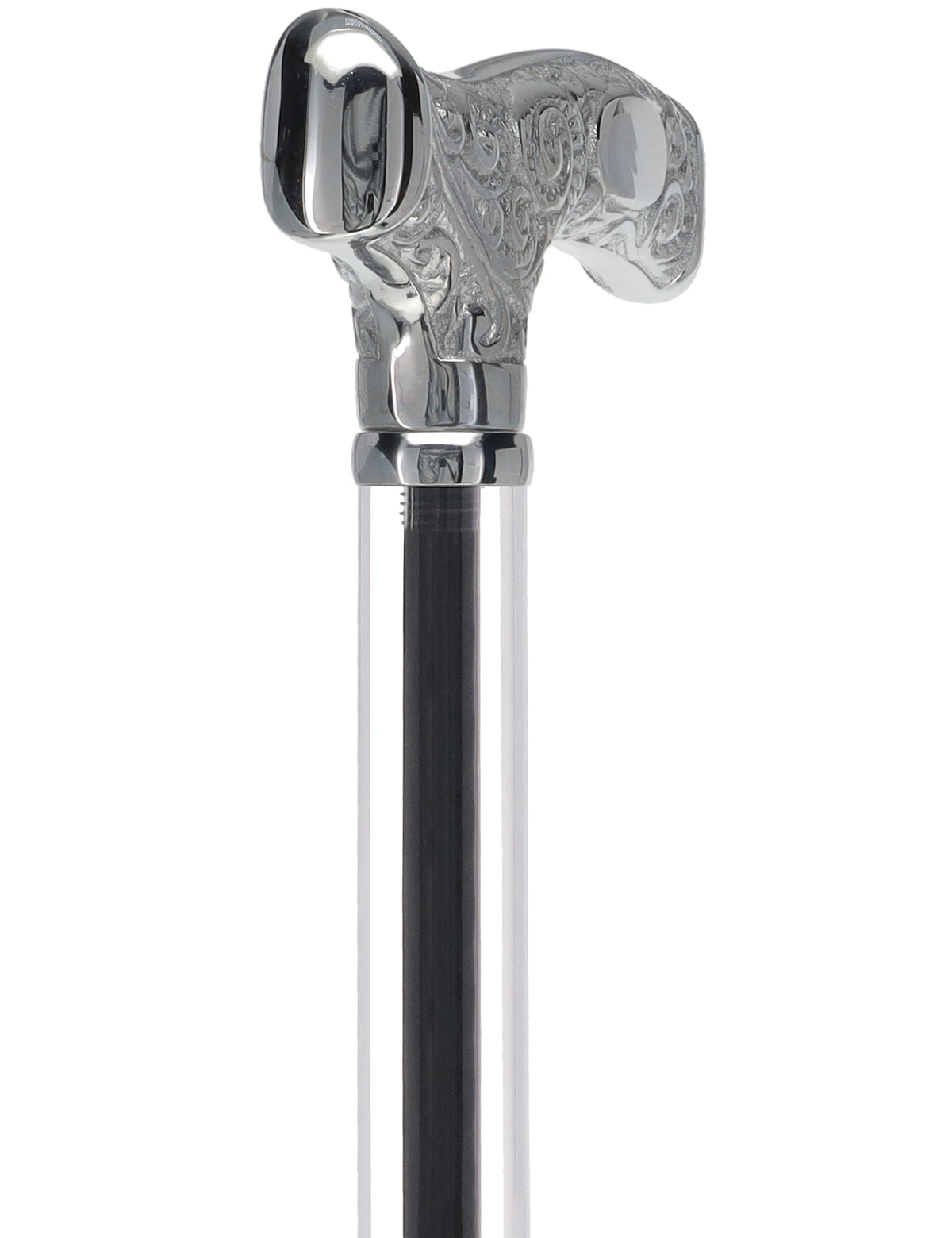 Make It Yours: Invisible Clear Shaft w/ Premium Chrome Brass Cane Clear Lucite Walking Canes - Tophatter Daily Deals