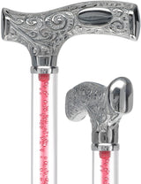 Make It Yours: Color Invisible Clear Shaft w/ Premium Chrome Brass Cane Clear Lucite Walking Canes - Tophatter Daily Deals