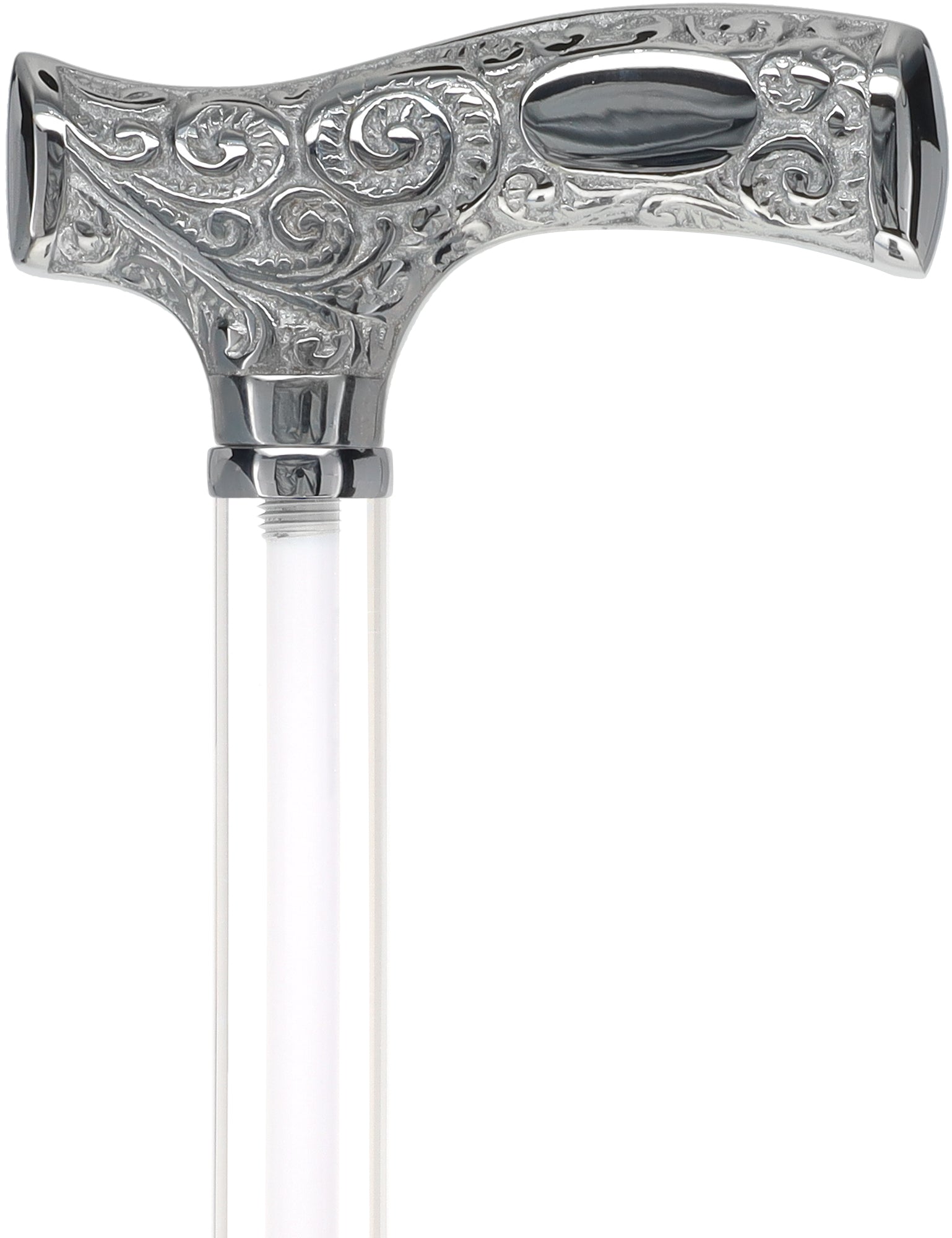 Make It Yours: Invisible Clear Shaft w/ Premium Chrome Brass Cane Clear Lucite Walking Canes - Tophatter Daily Deals