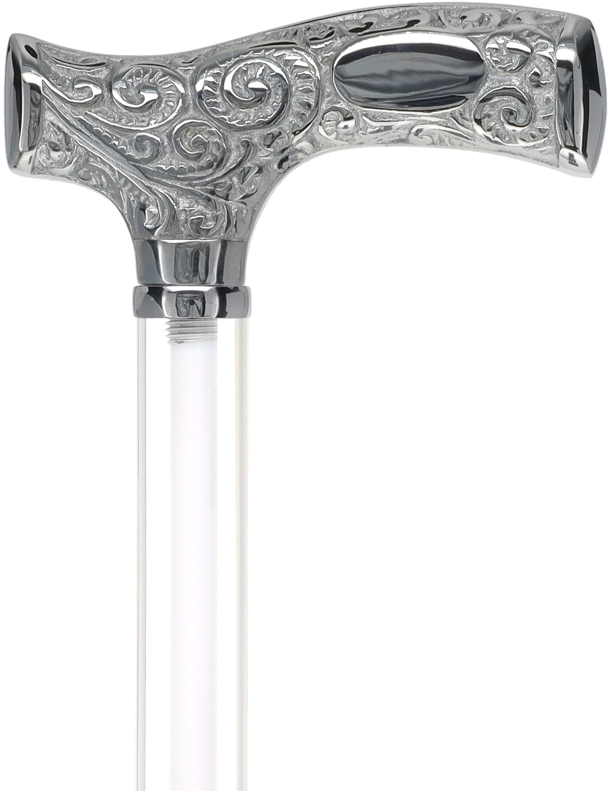 Make It Yours: Invisible Clear Shaft w/ Premium Chrome Brass Cane Clear Lucite Walking Canes - Tophatter Daily Deals
