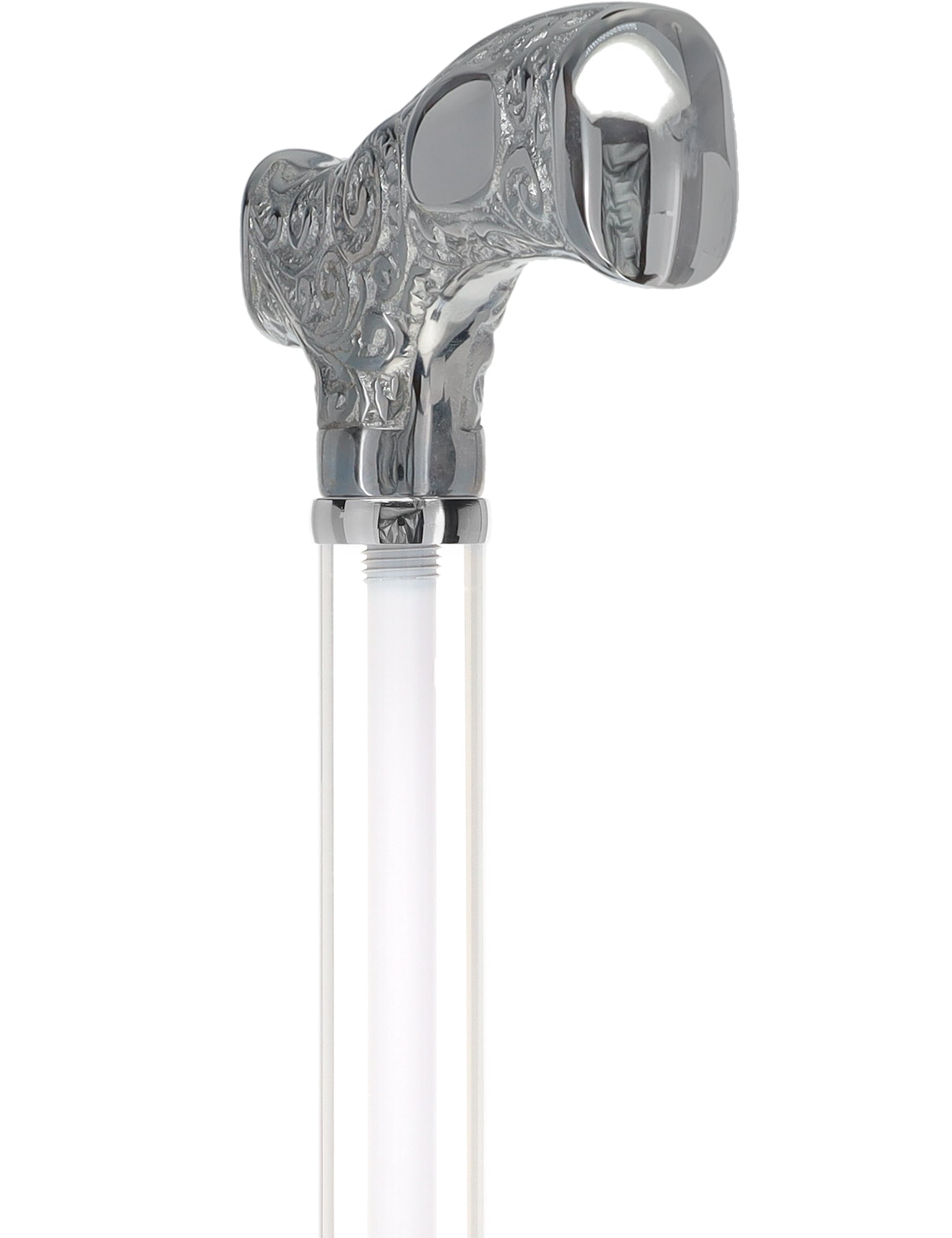 Make It Yours: Invisible Clear Shaft w/ Premium Chrome Brass Cane Clear Lucite Walking Canes - Tophatter Daily Deals