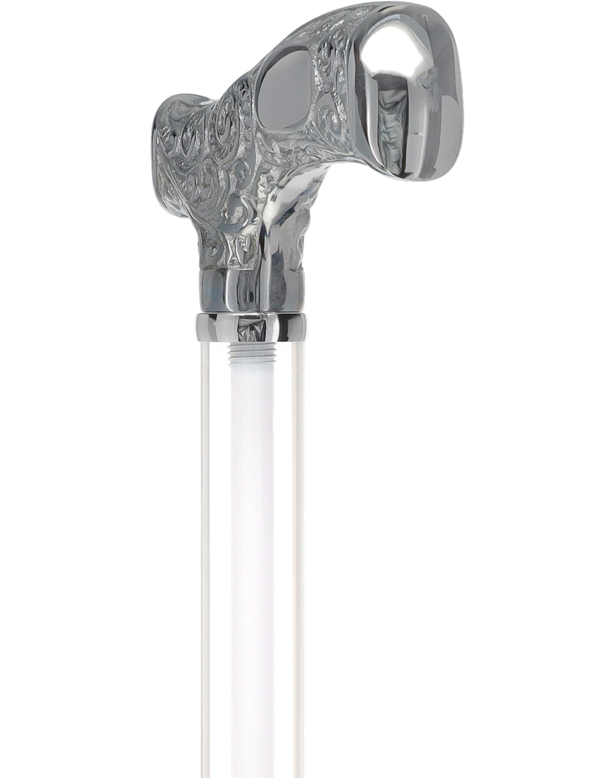 Make It Yours: Invisible Clear Shaft w/ Premium Chrome Brass Cane Clear Lucite Walking Canes - Tophatter Daily Deals
