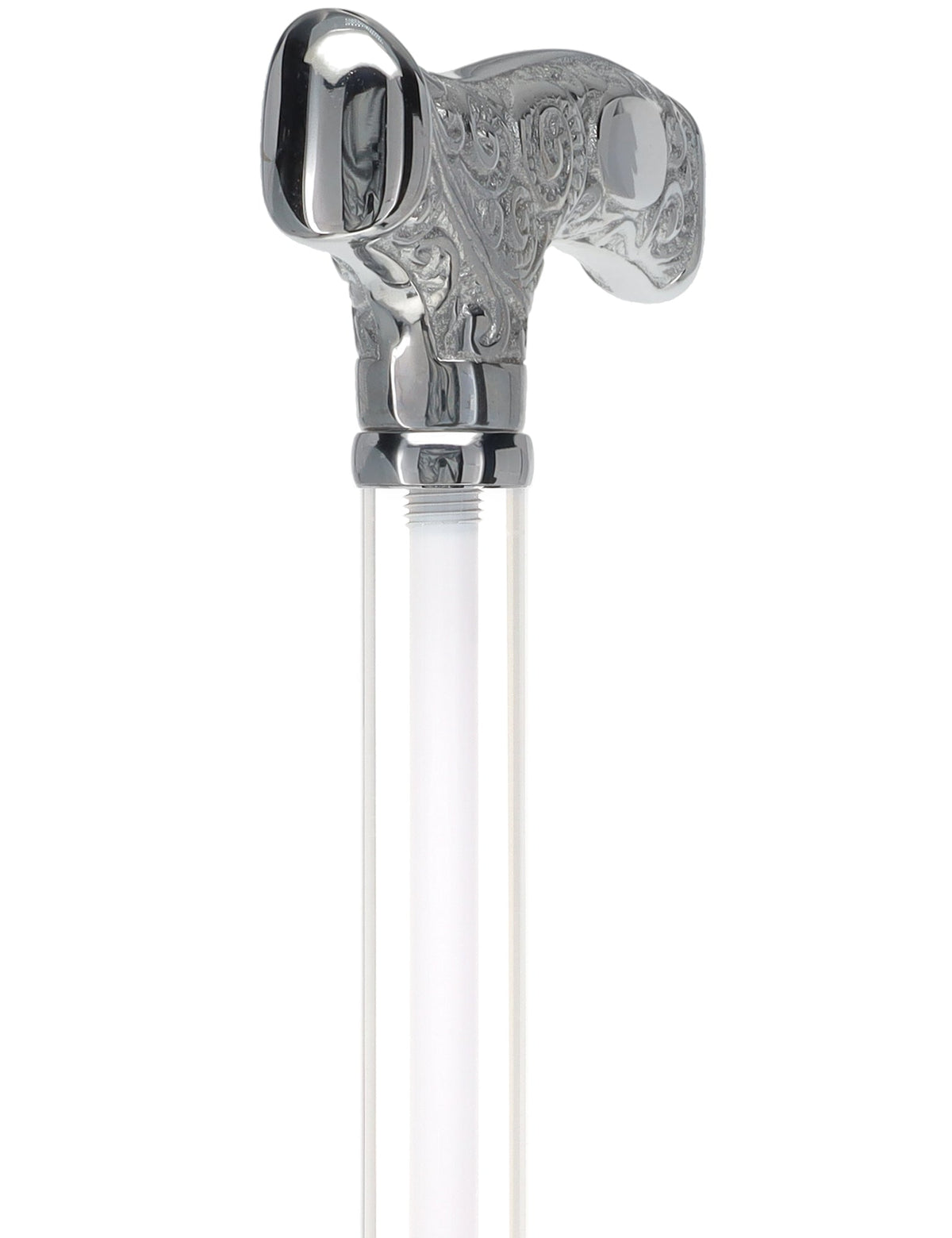 Make It Yours: Invisible Clear Shaft w/ Premium Chrome Brass Cane Clear Lucite Walking Canes - Tophatter Daily Deals