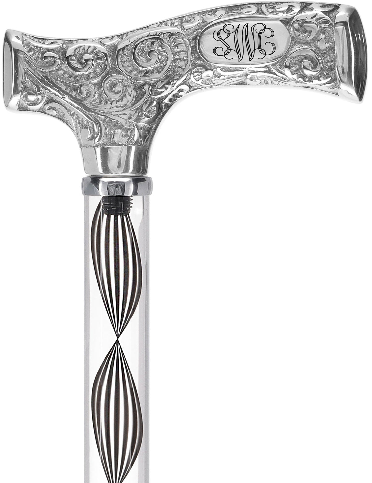 Make It Yours: Invisible Clear Shaft w/ Premium Chrome Brass Cane Clear Lucite Walking Canes - Tophatter Daily Deals