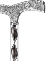 Make It Yours: Invisible Clear Shaft w/ Premium Chrome Brass Cane Clear Lucite Walking Canes - Tophatter Daily Deals