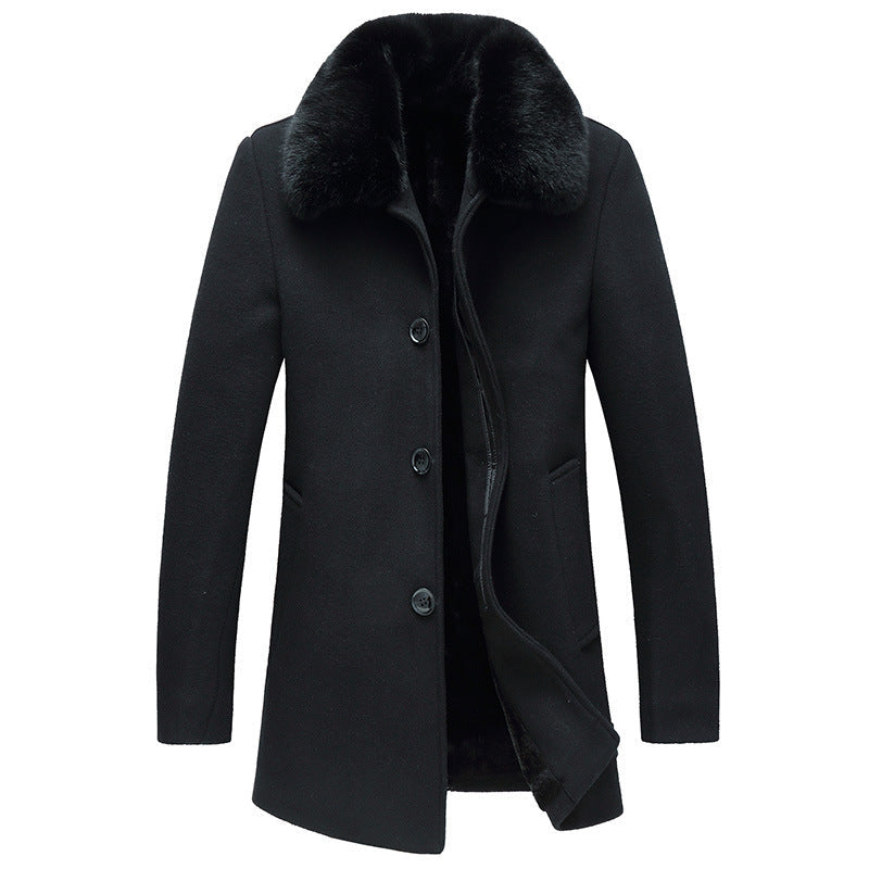 Warm Men's Wool Coat - Tailored Mid Thigh, Wool, For Winter Black 3D Changing Face Moving Picture Frame - Tophatter Daily Deals