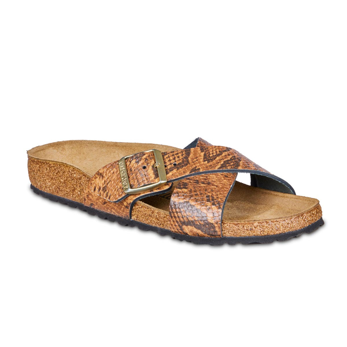Birkenstock Siena Embossed Leather Snake Sandals Brown Medium Narrow Footwear - Tophatter Daily Deals