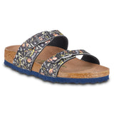 Birkenstock Women's Sydney Vegan Birko-Flor Sandals Watercolor Flower Navy Medium Narrow Footwear - Tophatter Daily Deals