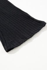 Black Ribbed Knit V Neck Slouchy Two-piece Outfit Loungewear & Sleepwear/Loungewear - Tophatter Daily Deals