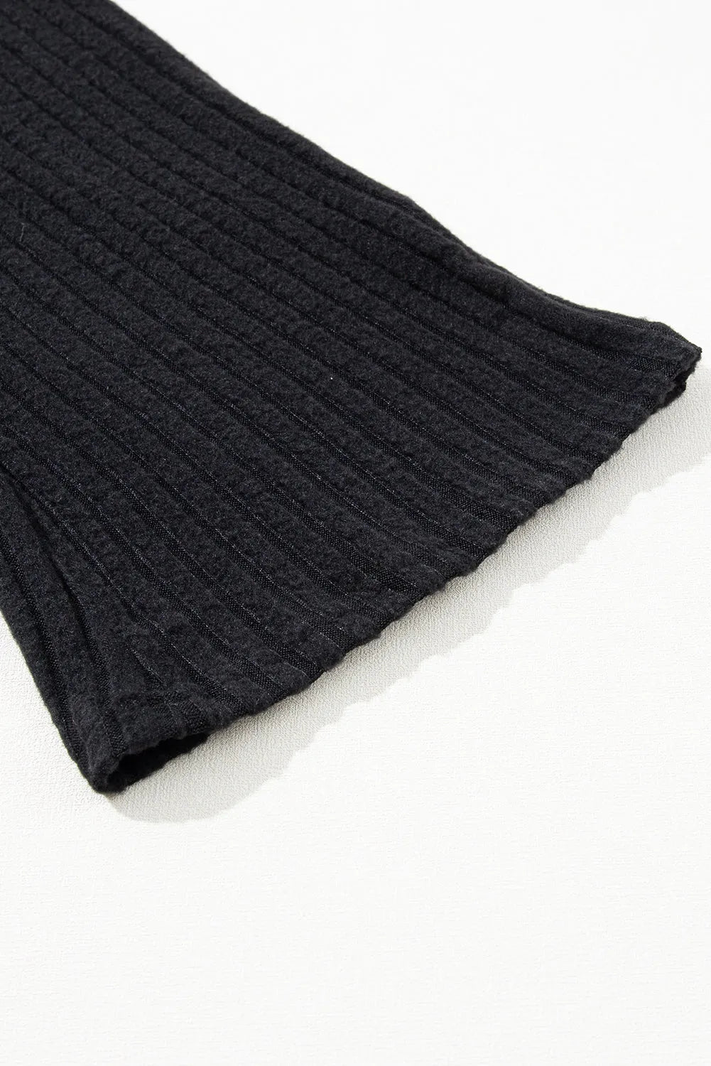Black Ribbed Knit V Neck Slouchy Two-piece Outfit Loungewear & Sleepwear/Loungewear - Tophatter Daily Deals
